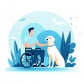 Illustration of a therapy dog with a human.