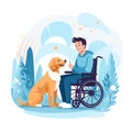 Illustration of a therapy dog with a human.