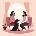 Illustration of a therapy dog with a human.