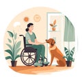 Illustration of a therapy dog with a human.