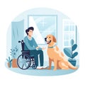 Illustration of a therapy dog with a human.