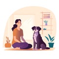 Illustration of a therapy dog with a human.