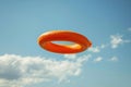 There is an orange freese flying in the air, high quality, high resolution Royalty Free Stock Photo