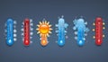 Illustration of Thermometers Showing Various Weather Temperatures and Conditions Royalty Free Stock Photo