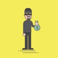 Illustration of a thieve robbing a bank