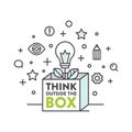 Illustration of Think Outside the Box Concept , Imagination, Smart Solution