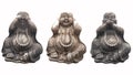 Illustration of three Buddha statues in a pose of three wise monkeys Royalty Free Stock Photo