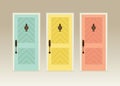 Illustration of three colorful front doors Royalty Free Stock Photo