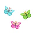 Illustration of Three Cute Cartoon Butterflies