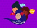 Illustration of three different cultural women on international women`s day. Happy international women`s day . 8 march Royalty Free Stock Photo