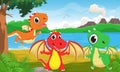 Illustration of Three dragon in the jungle Royalty Free Stock Photo