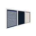 Illustration of three garage doors in different styles and colors, showcasing residential architecture and storage solutions Royalty Free Stock Photo