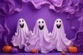 Illustration of three ghosts in white sheets scaring on the Day of the Dead Royalty Free Stock Photo