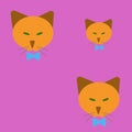 Illustration of three ginger cats on a pink background.