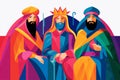 Illustration of the three kings or wise men from the Christmas Nativity Royalty Free Stock Photo