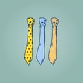 Illustration of three neckties isolated Royalty Free Stock Photo