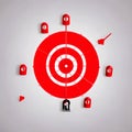 red darts hit the bull s eye on a target Royalty Free Stock Photo