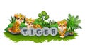 Three tiger is playing in the garden Royalty Free Stock Photo