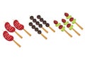 Illustration of three types of satay Royalty Free Stock Photo