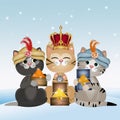 illustration of the three wise men cats at Christmas Royalty Free Stock Photo