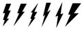 Illustration of thunder and lightning, icon set isolated on white background. Electric lightning art design. Vector illustration Royalty Free Stock Photo