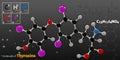 Illustration of Thyroxine Molecule gray background