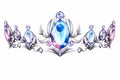 an illustration of a tiara with blue and purple crystals Royalty Free Stock Photo