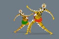 Tiger dance artists dancing during the festival of Onam in Kerala, Indi Royalty Free Stock Photo