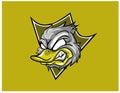 Duck sport mascot logo design illustration. duck Head mascot sports logo.