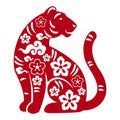 Illustration of tiger oriental symbol of 2022. Happy Chinese New Year lunar calendar animal.