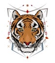 Illustration tiger with ornament background. Royalty Free Stock Photo