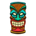 Illustration of tiki idol. Design element for logo, label, sign, poster.