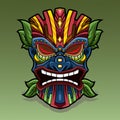 Tiki mask with leaves mascot logo Royalty Free Stock Photo