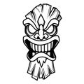 Illustration tiki statue in monochrome style. Design element for logo, label, sign, poster, card.