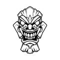 Illustration tiki statue in monochrome style. Design element for logo, label, sign, poster, card.