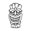 Illustration tiki statue in monochrome style. Design element for logo, label, sign, poster, card.