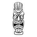 Illustration tiki statue in monochrome style. Design element for logo, label, sign, poster, card.