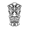 Illustration tiki statue in monochrome style. Design element for logo, label, sign, poster, card.