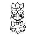 Illustration tiki statue in monochrome style. Design element for logo, label, sign, poster, card.