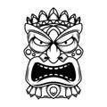 Illustration tiki statue in monochrome style. Design element for logo, label, sign, poster, card.