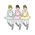 Illustration of tilda doll ballerinas during small swan dance.