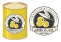 Illustration of a tin can with label green olives Royalty Free Stock Photo