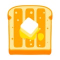 Illustration of toast with butter. Breakfast icon. Food item for menu restaurants and shops.