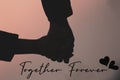 Illustration of together forever with a silhouette of couple holding hands Royalty Free Stock Photo