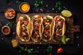 pepper chili meal taco food tomato vegetable sauce mexican fresh. Generative AI. Royalty Free Stock Photo