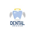 Illustration of a tooth with a wings and a angel ring, good for dental kids logo
