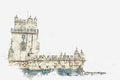 Illustration. Torre de Belem or the Belem Tower is one of the attractions of Lisbon.