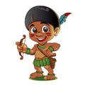 Illustration of a Tough Kid Indian with bow in Hands Royalty Free Stock Photo