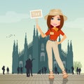 Tourist guide to the Milan Cathedral Royalty Free Stock Photo