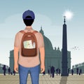 Tourist man traveling in Piazza San Marco